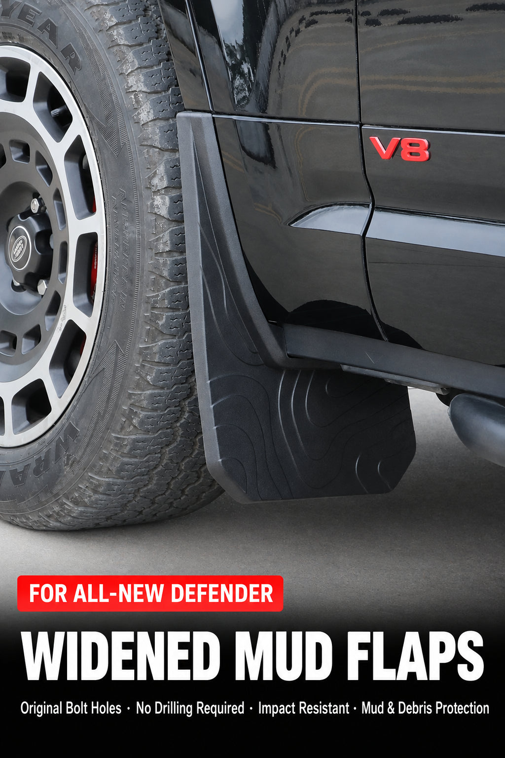 Compatible with 2020-2026 Defender 90/110/130 Front and Rear Mud Flaps Splash Guards