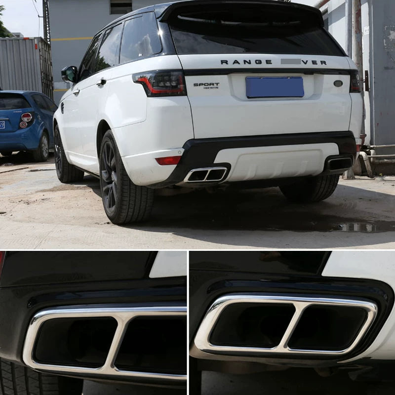 Compatible with 2018-2022 Range Rover Sport Exhaust Tip Frames, Bright Silver and Bright Black