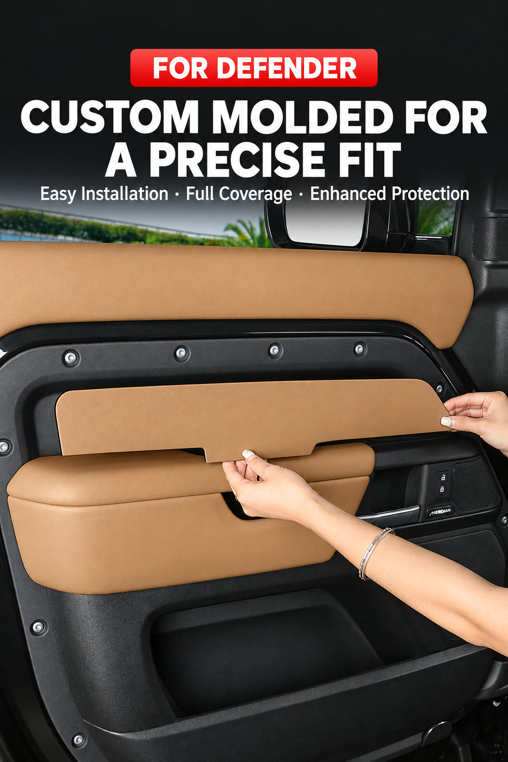 Compatible with 2020-2026 Defender 90/110/130 Interior Door Panel Protective Trim
