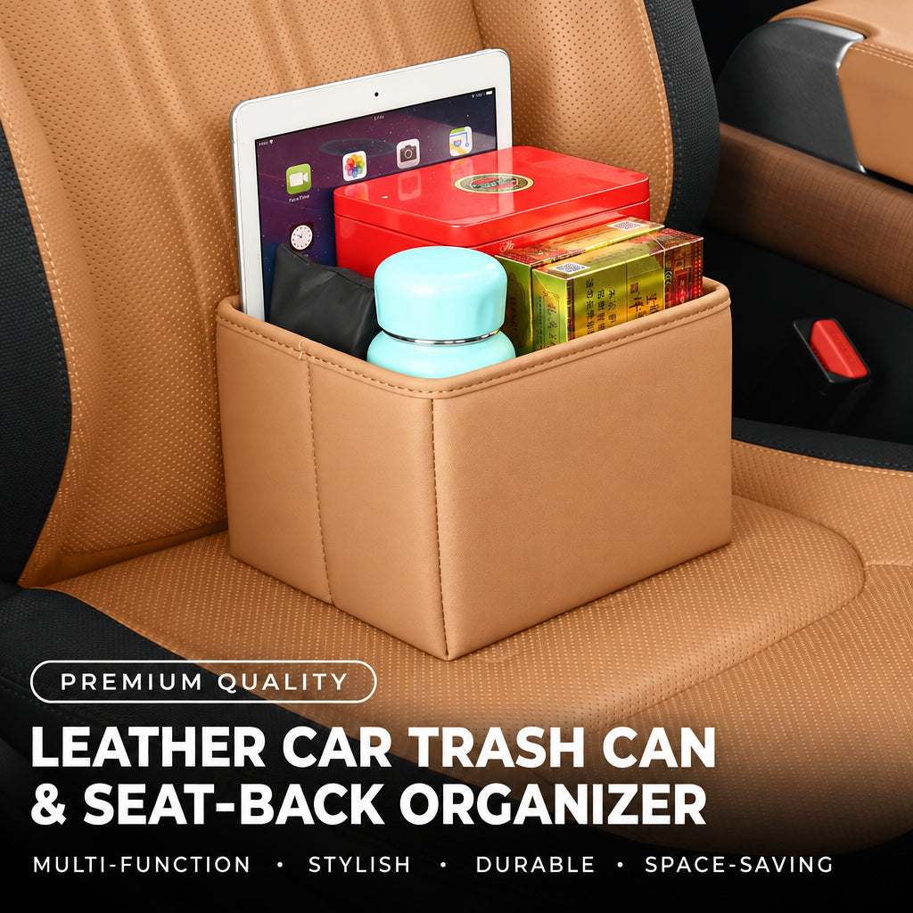 Leather Car Trash Can and Storage Box, Compatible with Defender, Range Rover Sport and Range Rover