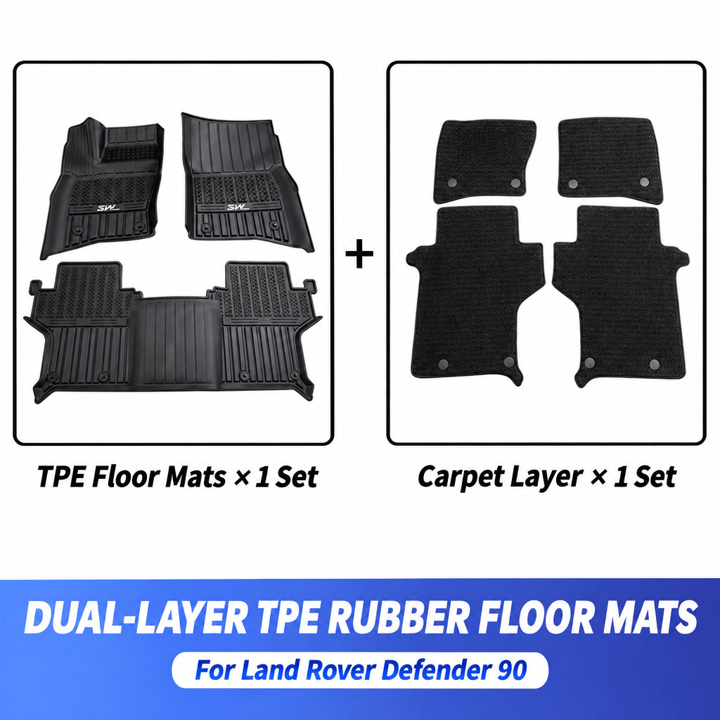 Compatible with 2020-2026 Defender 90/110/130 All-Weather TPE Floor Mats