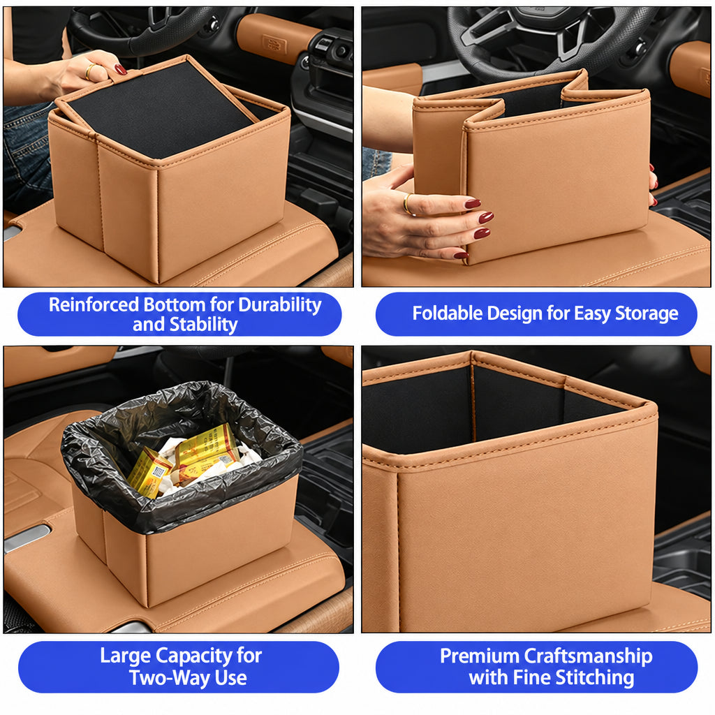 Leather Car Trash Can and Storage Box, Compatible with Defender, Range Rover Sport and Range Rover