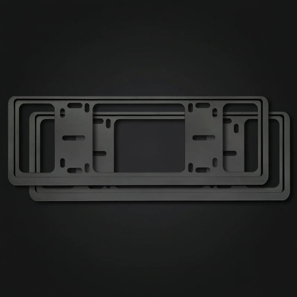 Additional product photo of Universal Double-Layer Aluminum Alloy License Plate Frames, Black, Silver & Carbon Fiber, 1 Pair