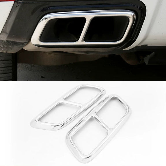 Compatible with 2018-2022 Range Rover Sport Exhaust Tip Frames, Bright Silver and Bright Black