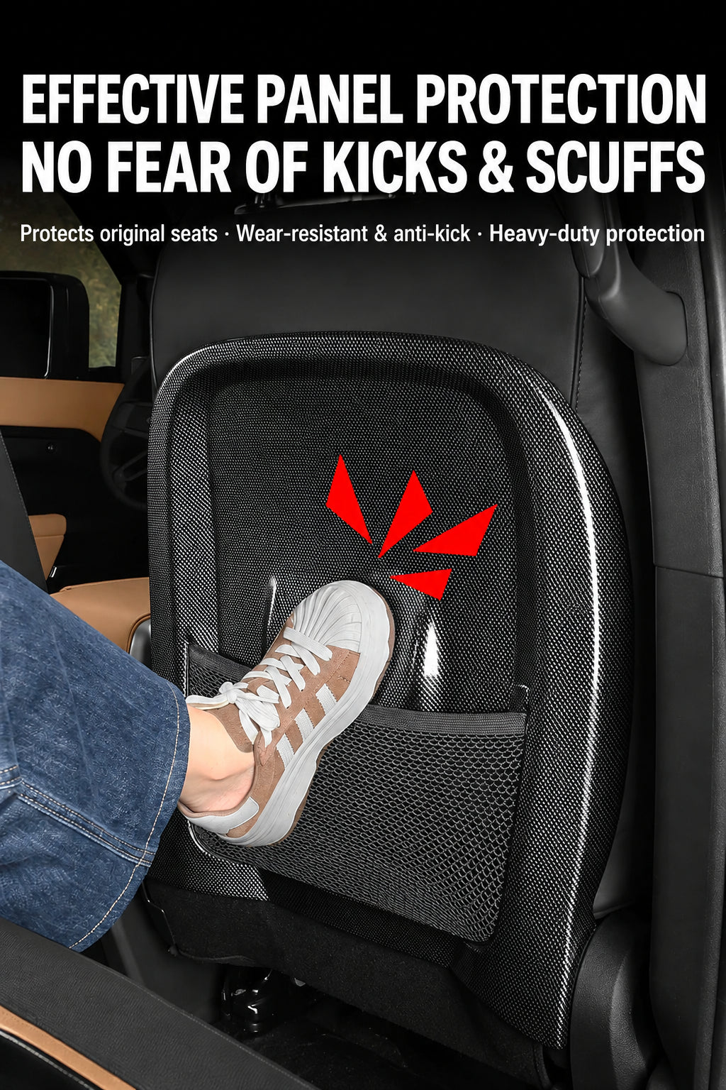 Compatible with 2020-2026 Defender 90/110/130 Seat Back Anti-Kick Protective Panels, Carbon Fiber Pattern
