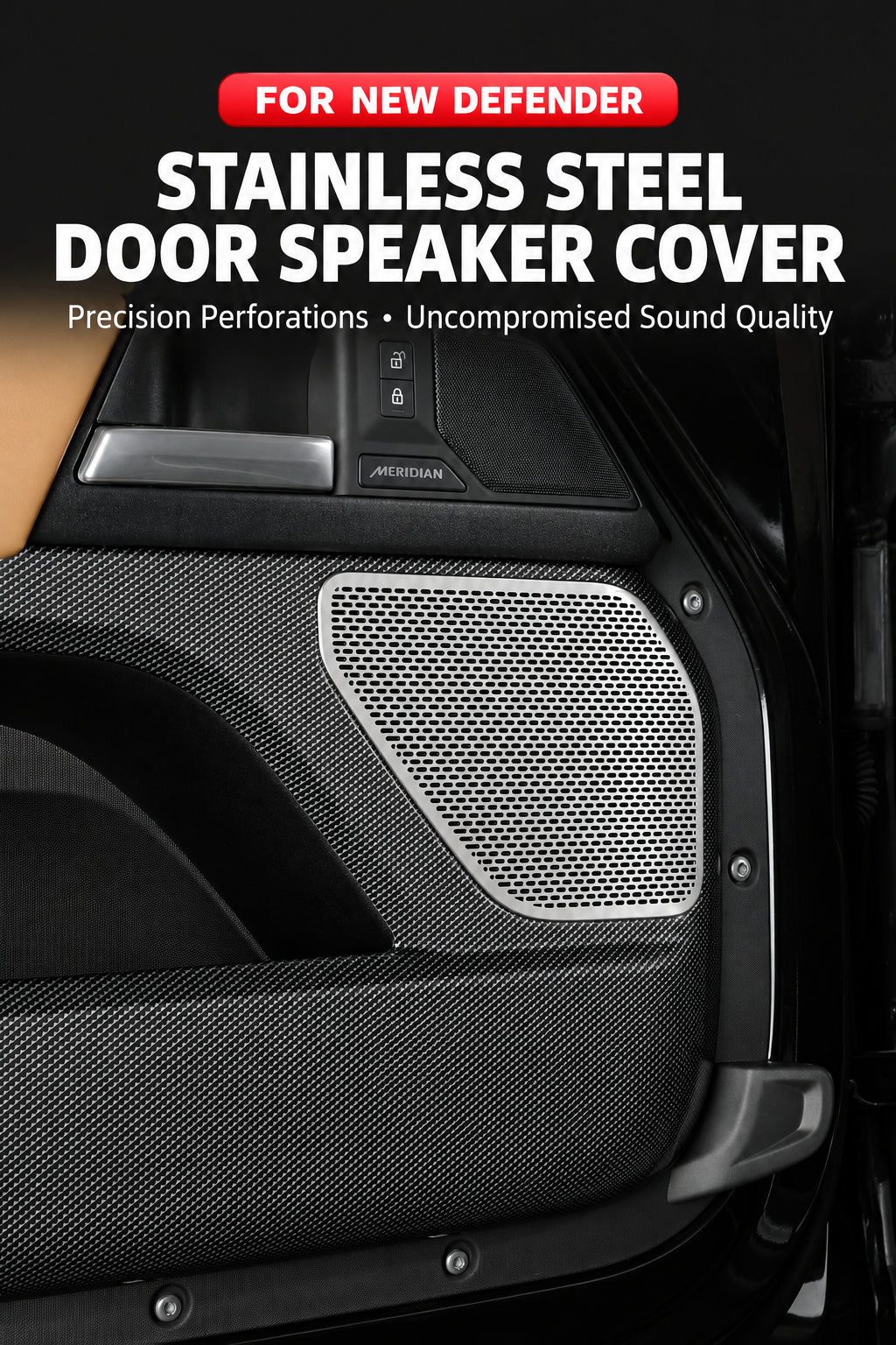 Compatible with 2020-2026 Defender 90/110/130 Full-Surround Door Anti-Kick Panels with Speaker Grille, Carbon Fiber Pattern
