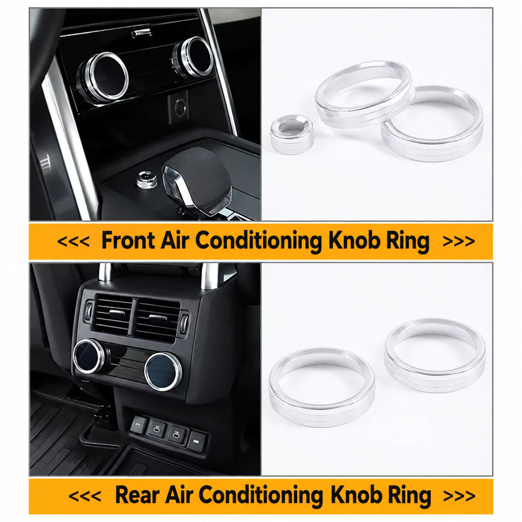Discovery 5 (2021-2026) Center Console Knob Covers, Front & Rear AC and Volume Trim Rings