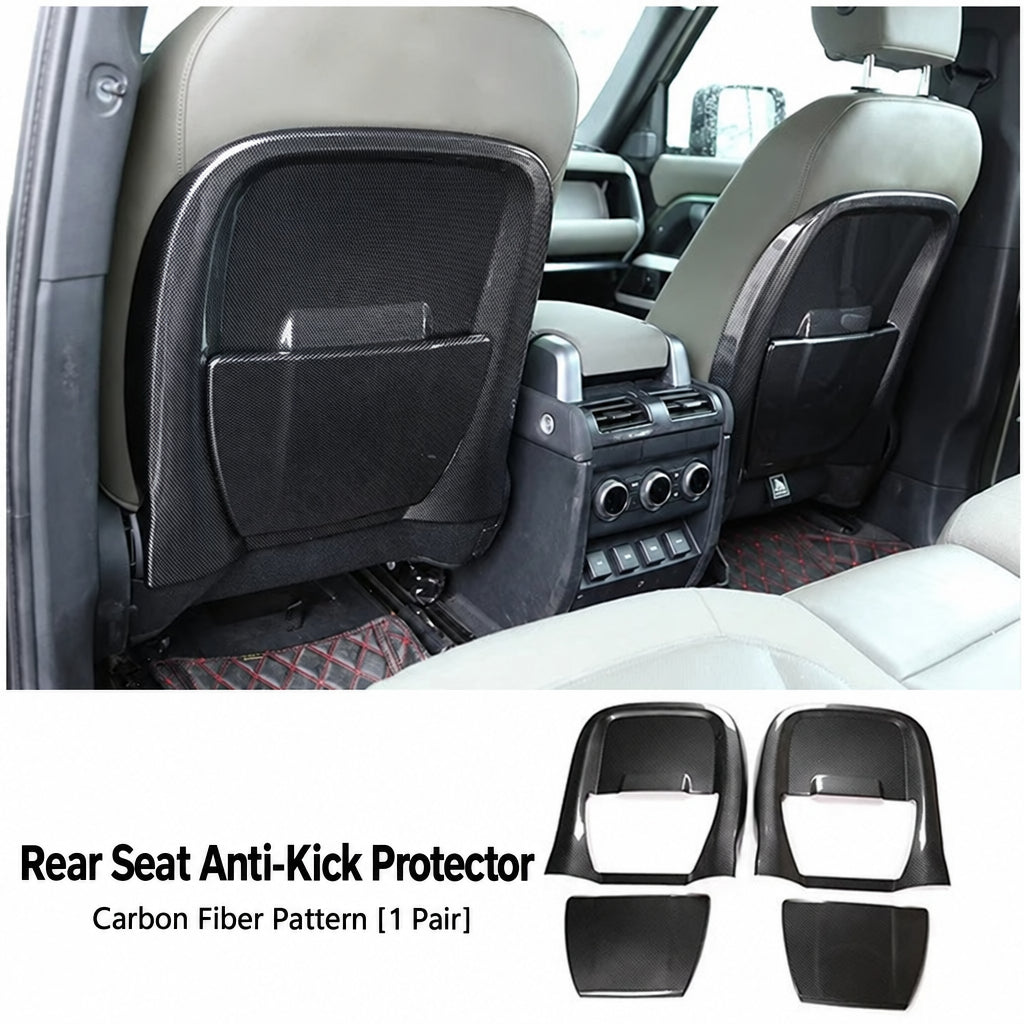 Compatible with 2020-2026 Defender 90/110/130 Seat Back Anti-Kick Protective Panels, Carbon Fiber Pattern
