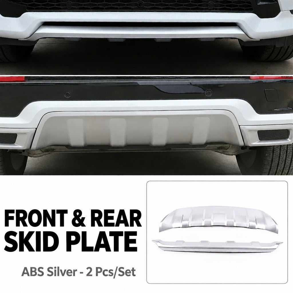 Compatible with 2020-2025 Discovery Sport Front and Rear Guard Plates, Silver and Bright Black
