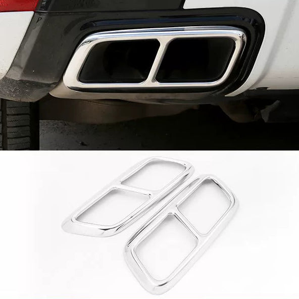 Compatible with 2018-2022 Range Rover Sport Exhaust Tip Frames, Bright Silver and Bright Black