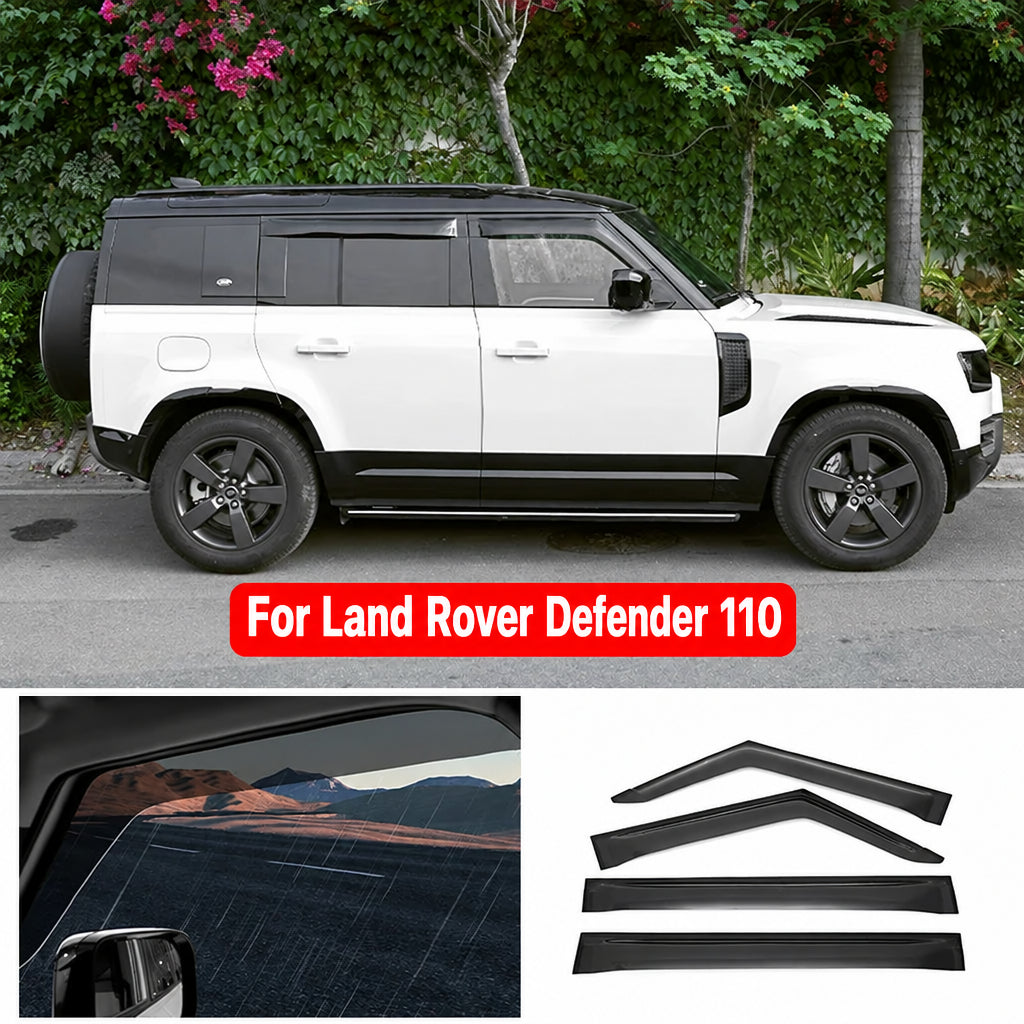 Compatible with 2020-2026 Defender 110/90/130 Window Rain Shields, Bright Black