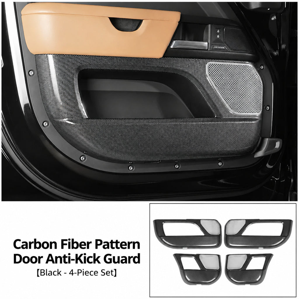 Compatible with 2020-2026 Defender 90/110/130 Full-Surround Door Anti-Kick Panels with Speaker Grille, Carbon Fiber Pattern