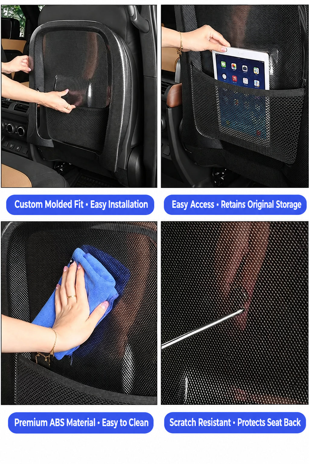 Compatible with 2020-2026 Defender 90/110/130 Seat Back Anti-Kick Protective Panels, Carbon Fiber Pattern