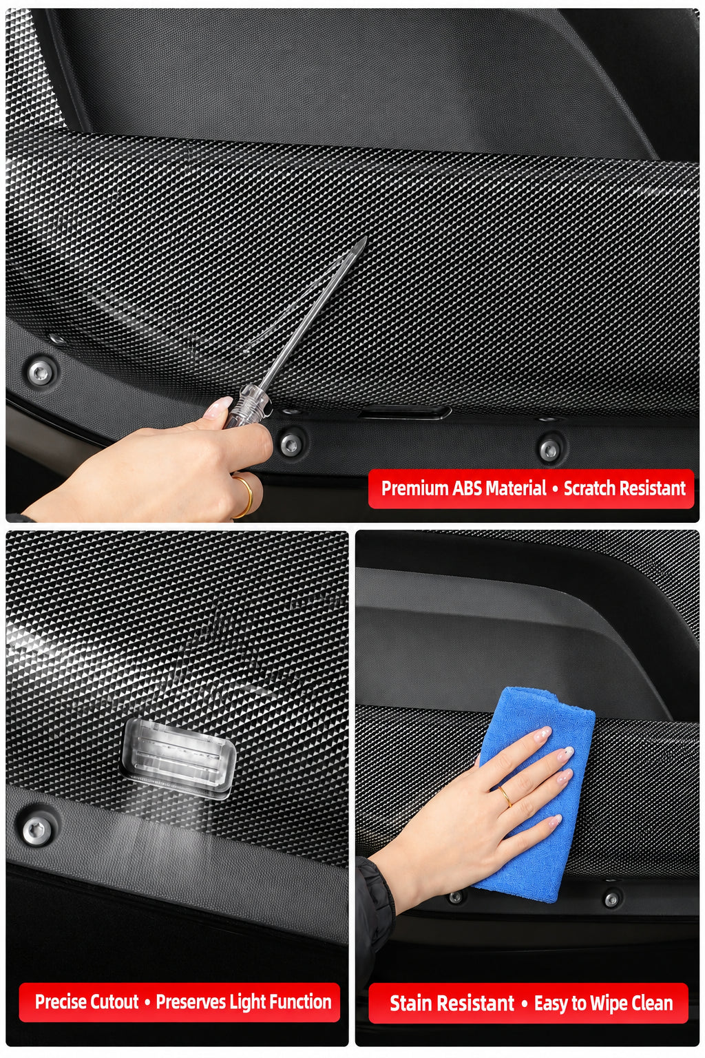 Compatible with 2020-2026 Defender 90/110/130 Full-Surround Door Anti-Kick Panels with Speaker Grille, Carbon Fiber Pattern