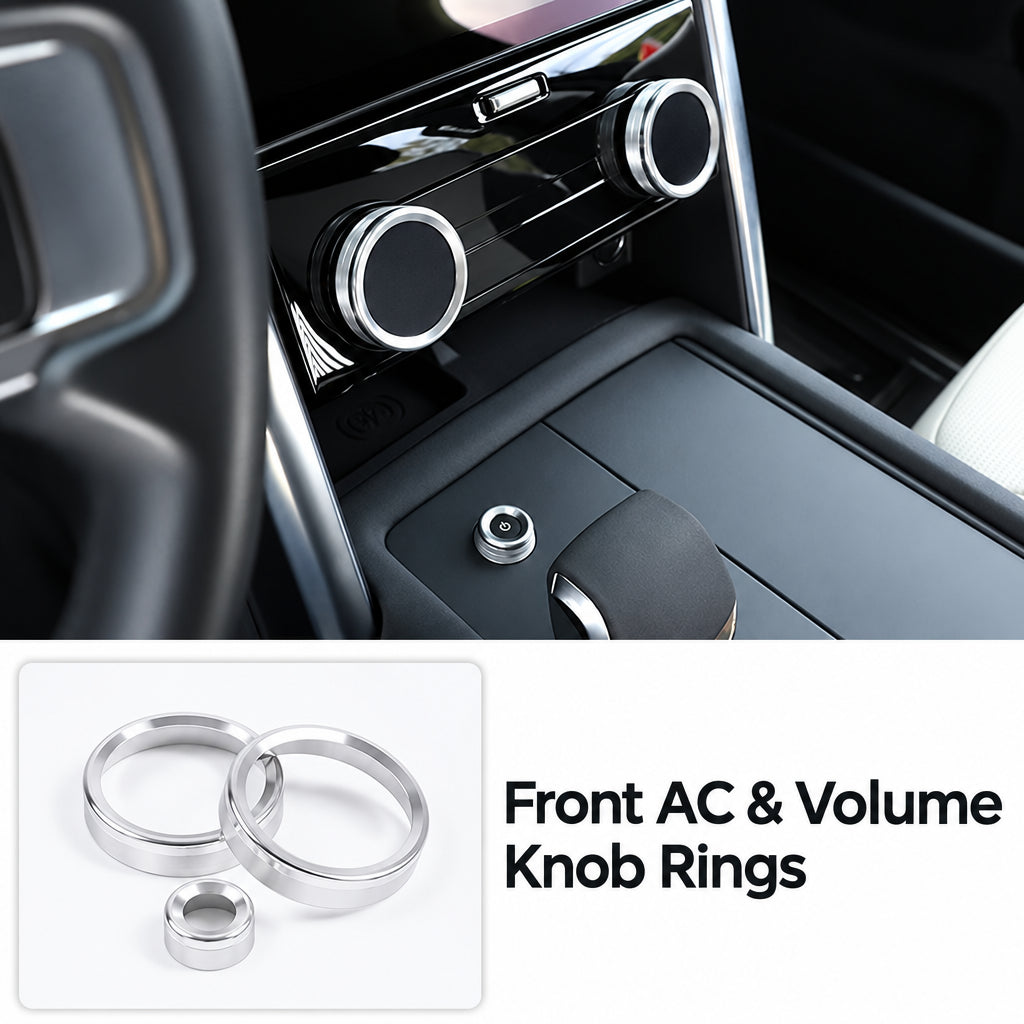 Discovery 5 (2021-2026) Center Console Knob Covers, Front & Rear AC and Volume Trim Rings