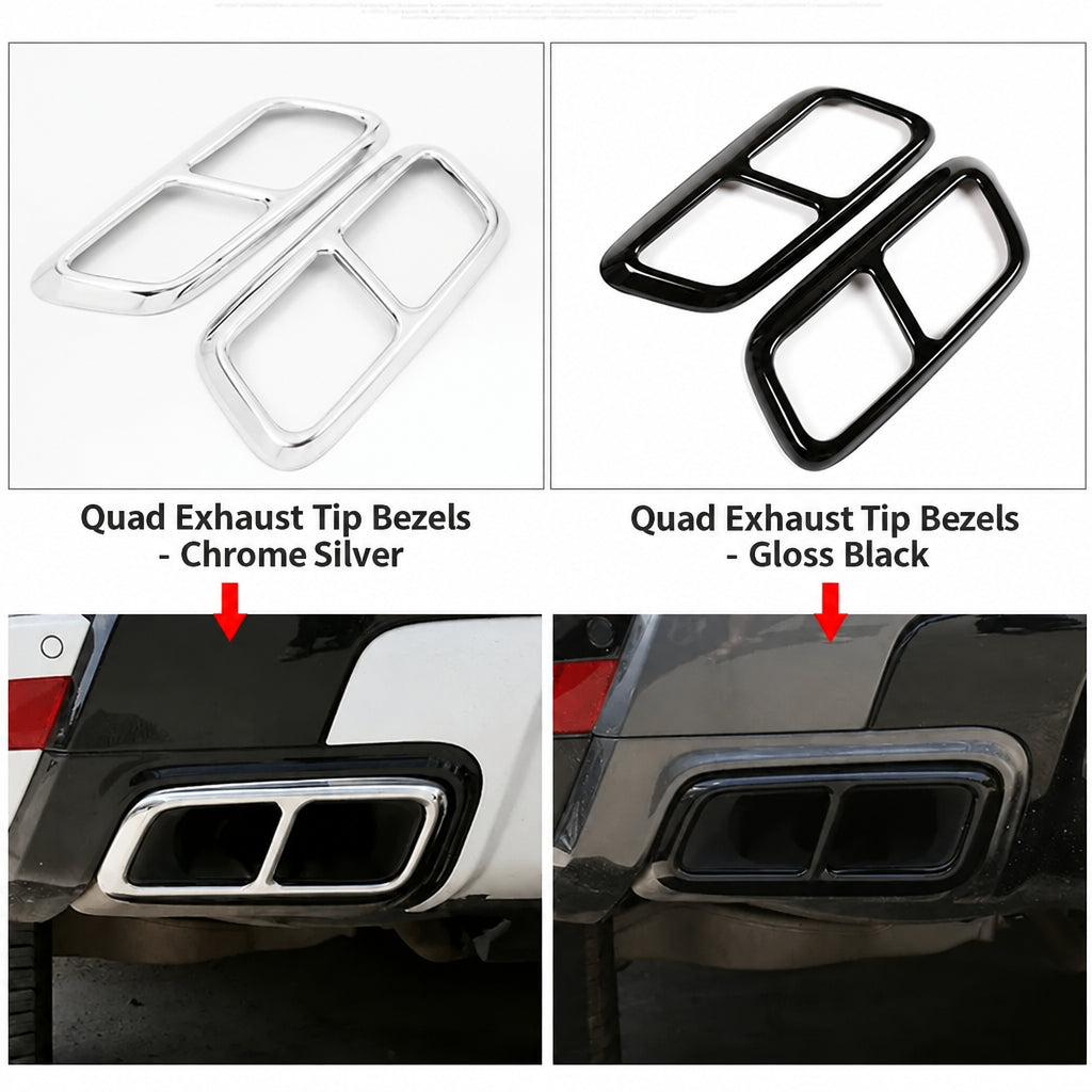 Compatible with 2018-2022 Range Rover Sport Exhaust Tip Frames, Bright Silver and Bright Black