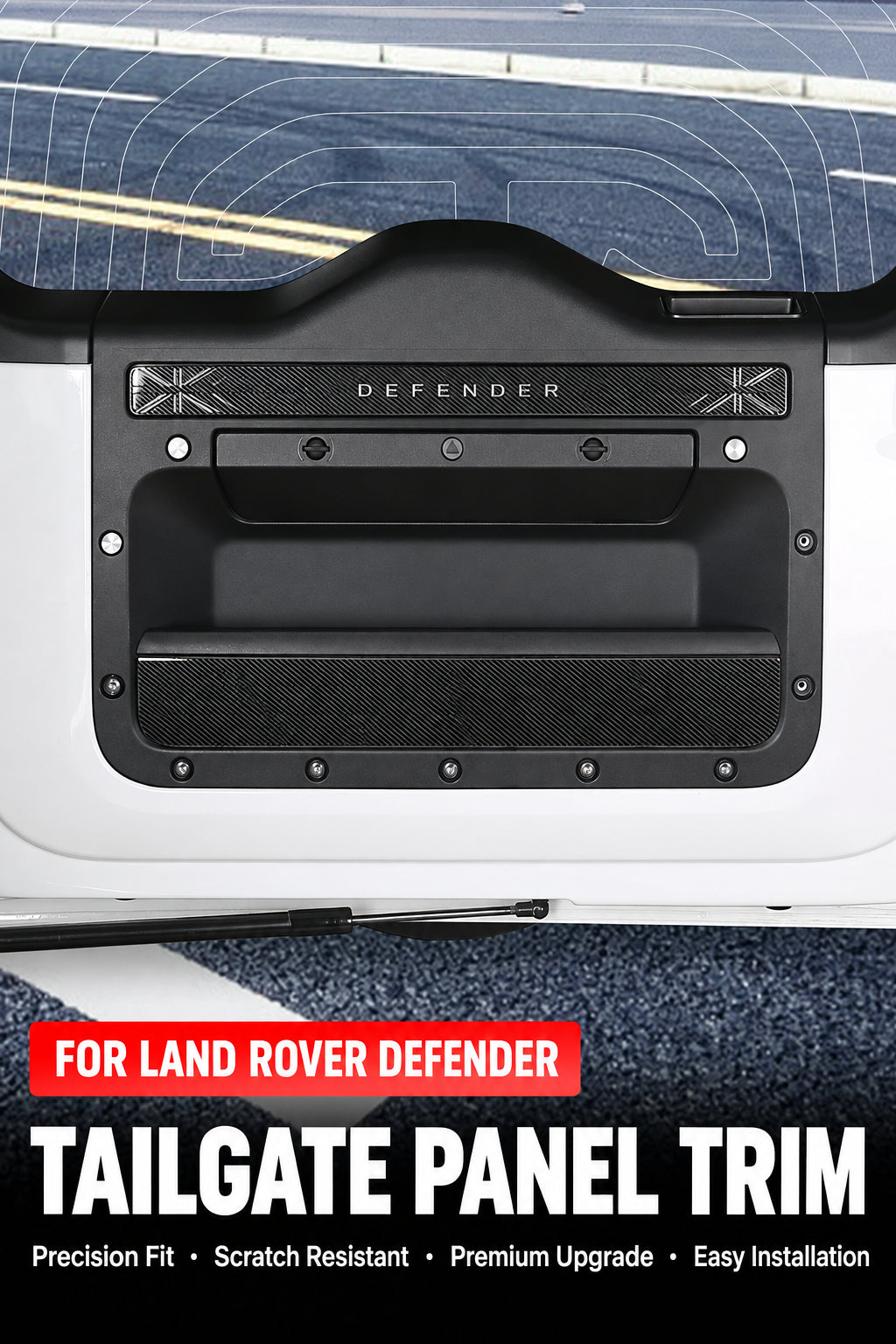Compatible with 2020-2026 Defender 90/110/130 Trunk Tailgate Scratch-Proof Panel Trim, 2-Piece Set