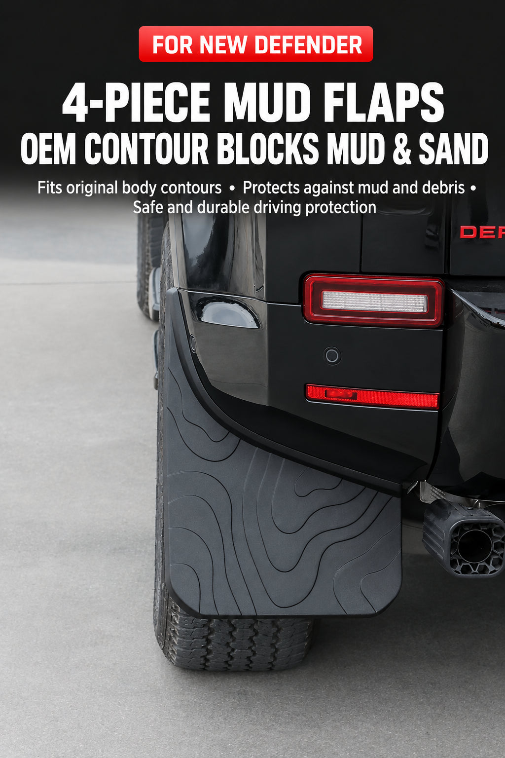 Compatible with 2020-2026 Defender 90/110/130 Front and Rear Mud Flaps Splash Guards