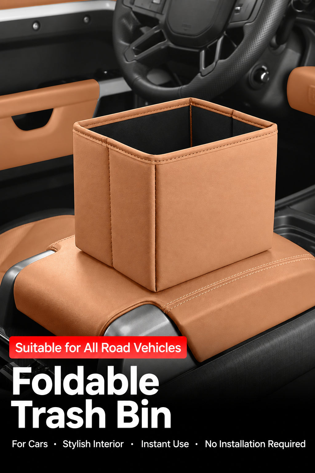 Leather Car Trash Can and Storage Box, Compatible with Defender, Range Rover Sport and Range Rover