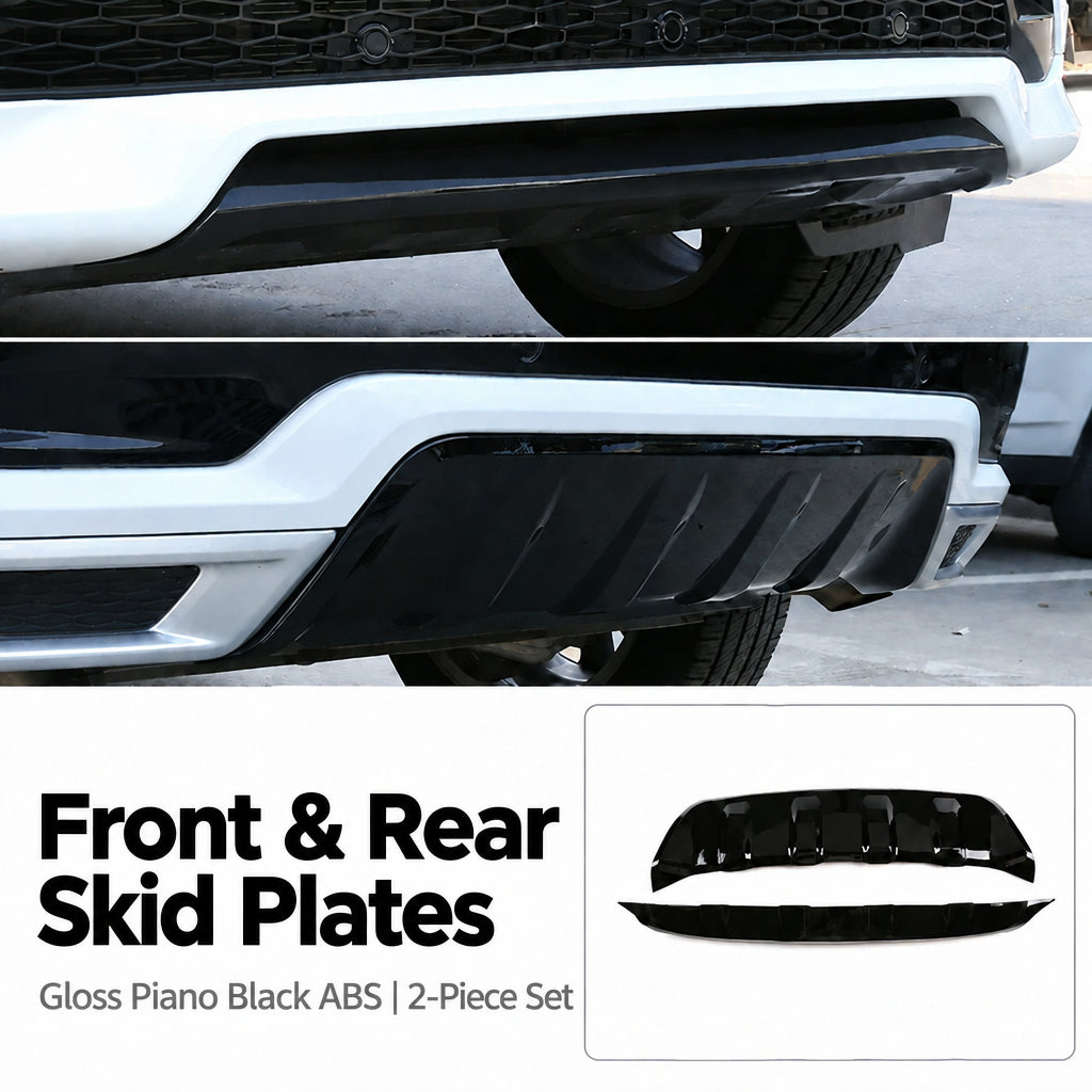 Compatible with 2020-2025 Discovery Sport Front and Rear Guard Plates, Silver and Bright Black
