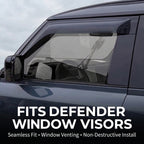 Compatible with 2020-2026 Defender 110/90/130 Window Rain Shields, Bright Black