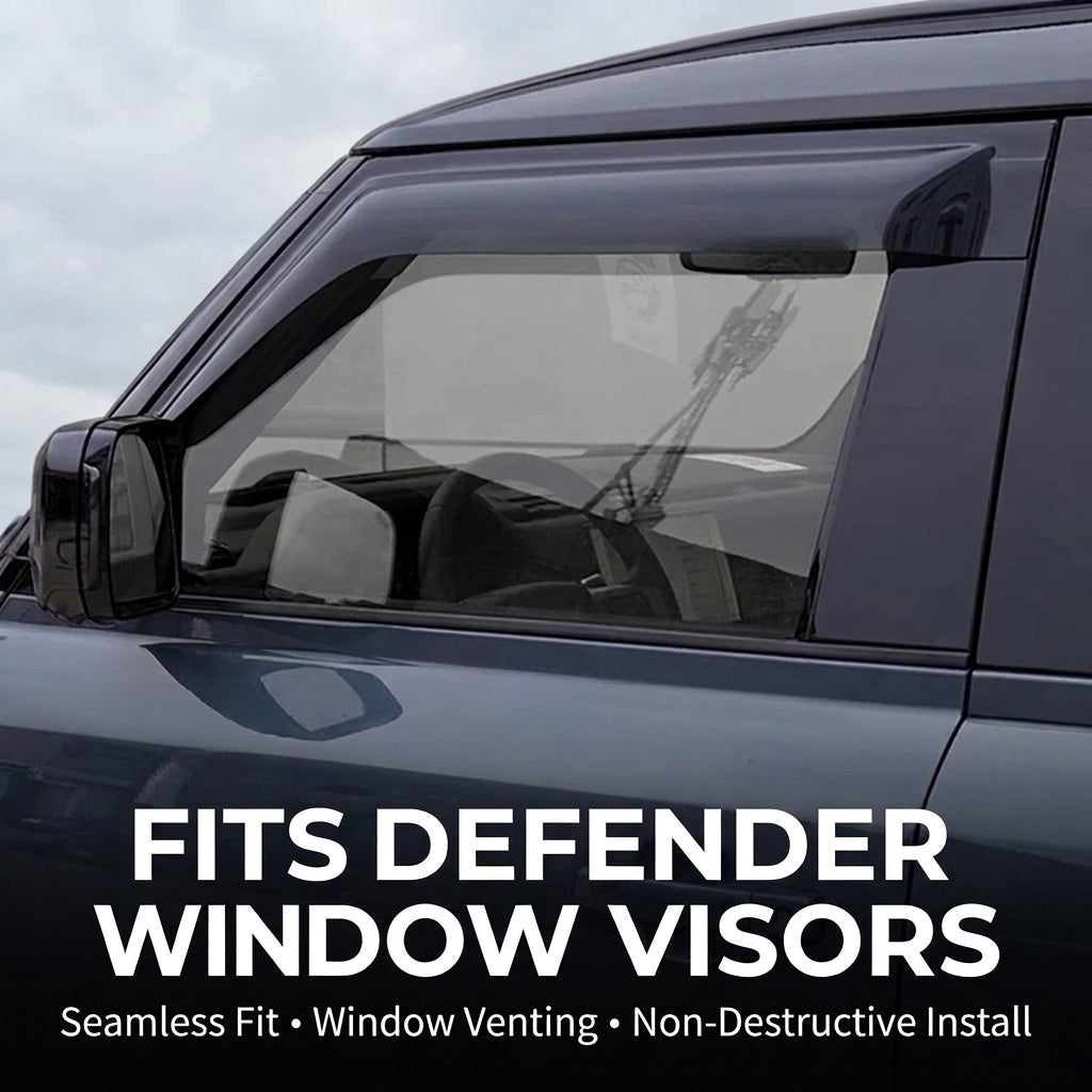 Compatible with 2020-2026 Defender 110/90/130 Window Rain Shields, Bright Black
