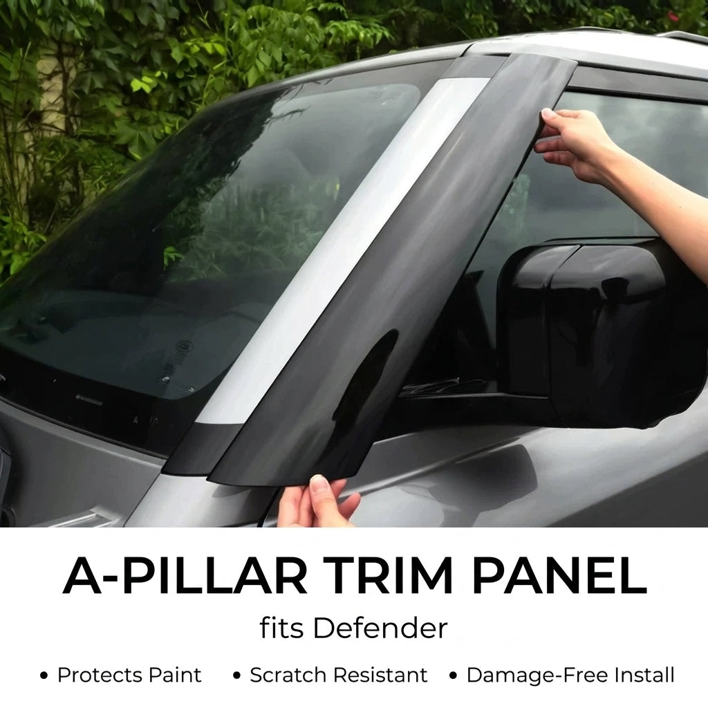 Compatible with 2020-2026 Defender A-Pillar Decorative Trim Strips, Carbon Fiber and Piano Black, 2 Pieces