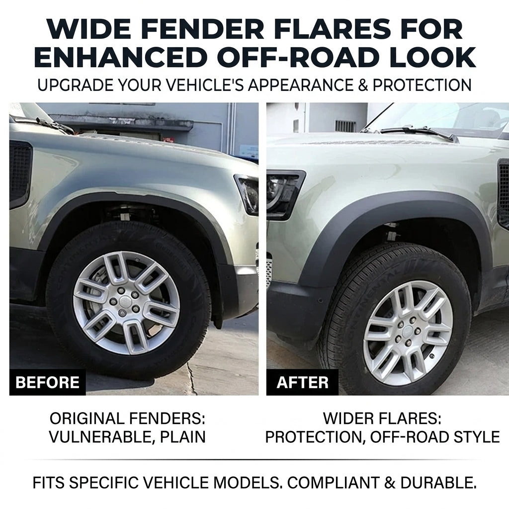 Compatible with 2020-2026 Defender 110/90 Wide-Body Fender Flares, Matte Black and Bright Black