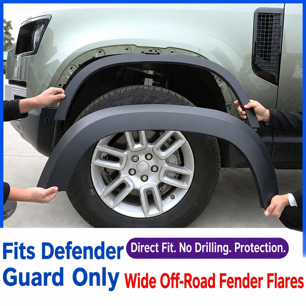 Compatible with 2020-2026 Defender 110/90 Wide-Body Fender Flares, Matte Black and Bright Black