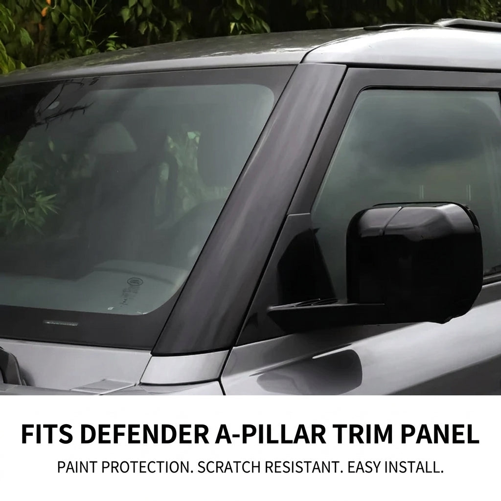Compatible with 2020-2026 Defender A-Pillar Decorative Trim Strips, Carbon Fiber and Piano Black, 2 Pieces
