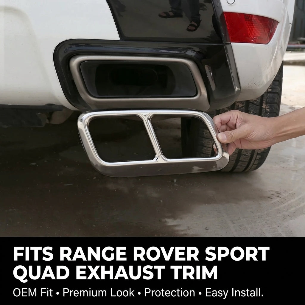 Compatible with 2018-2022 Range Rover Sport Exhaust Tip Frames, Bright Silver and Bright Black