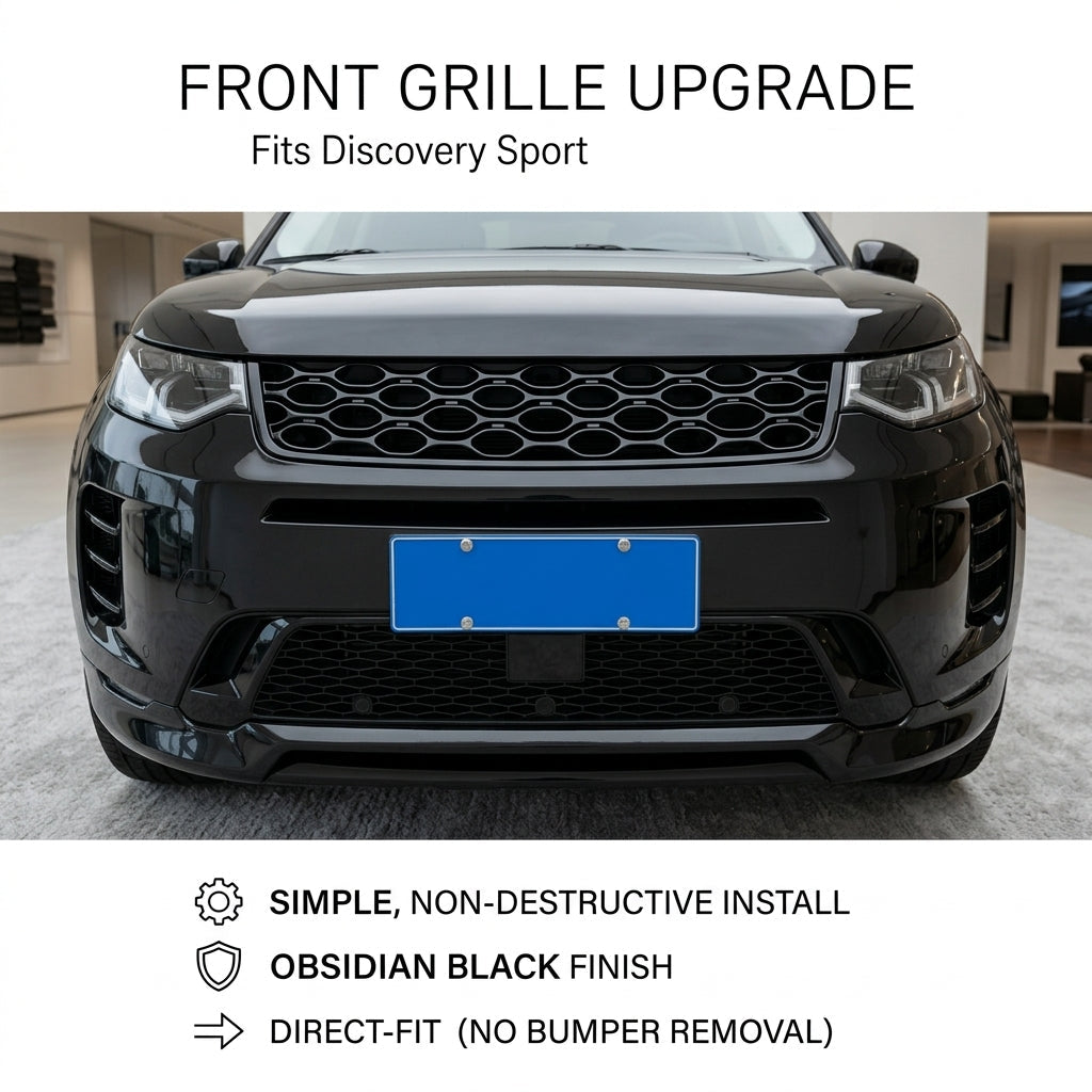 Compatible with 2020-2025 Discovery Sport Front and Rear Air Intake Grille Guards, Bright Black