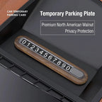 Product photo of Walnut Wood & Alloy Magnetic Temporary Parking Number Plate – Hidden Privacy Design