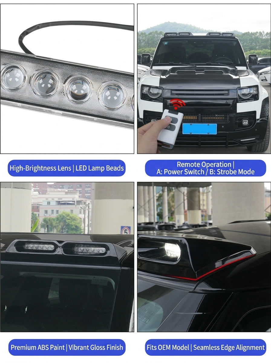 Additional product photo of 2020-2026 Defender 110/90 Roof 4-Pod LED Spotlights Off-Road Driving Light Kit
