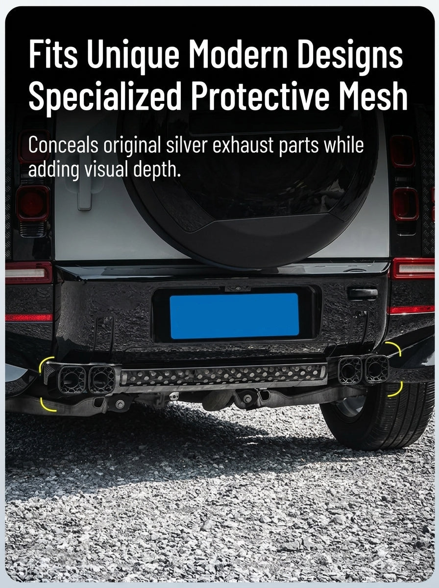 Additional product photo of Defender 90/110/130 Honeycomb Quad Exhaust Tip Surrounds (2020–2026)