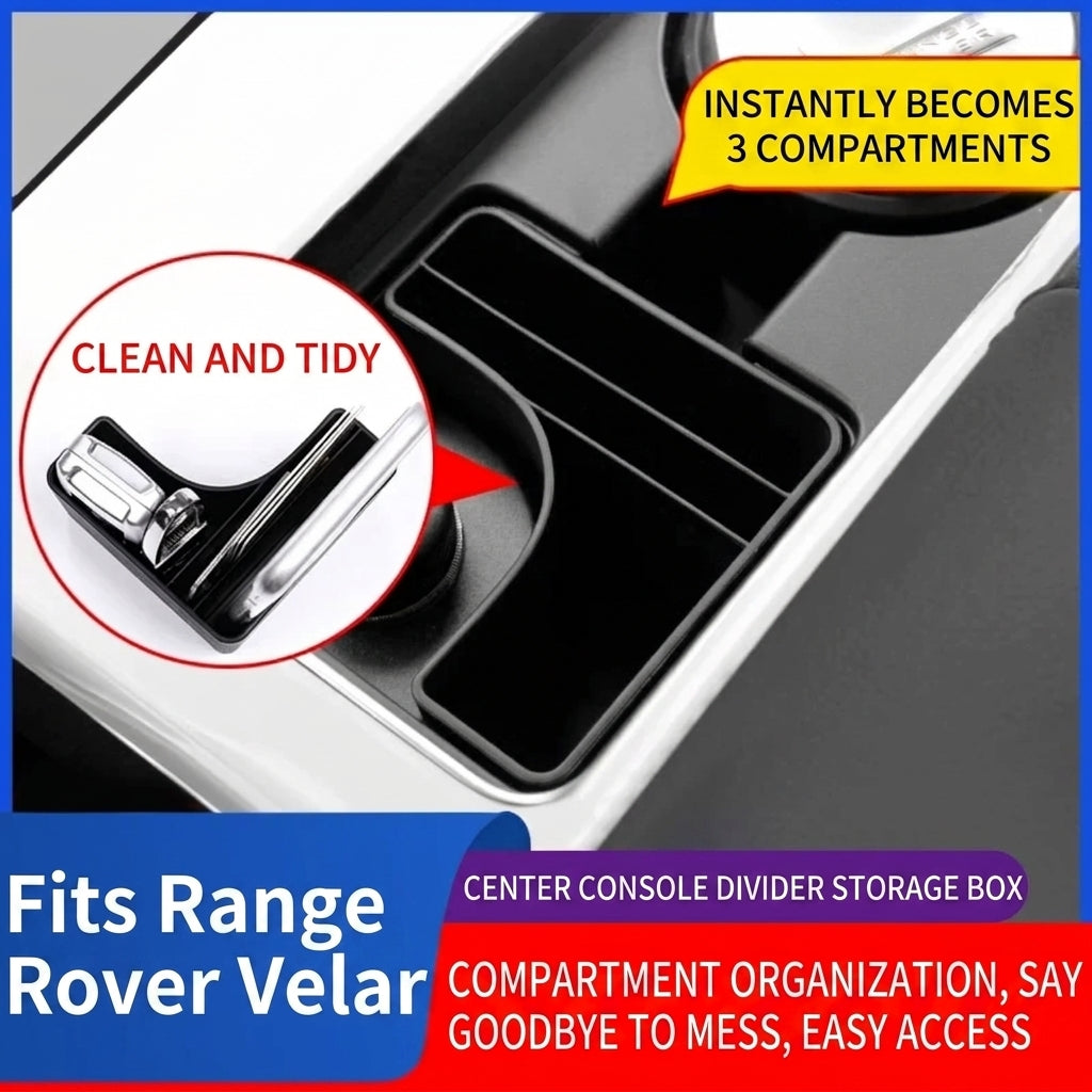 Additional product photo of Range Rover Velar Center Console Cup Holder Storage Box Organizer (2017–2023)