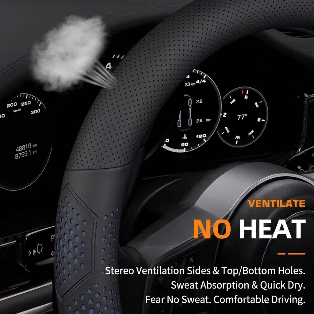 Product photo of Land Rover Defender, Range Rover & Discovery 5 Ultra-Thin Perforated Leather Steering Wheel Cover