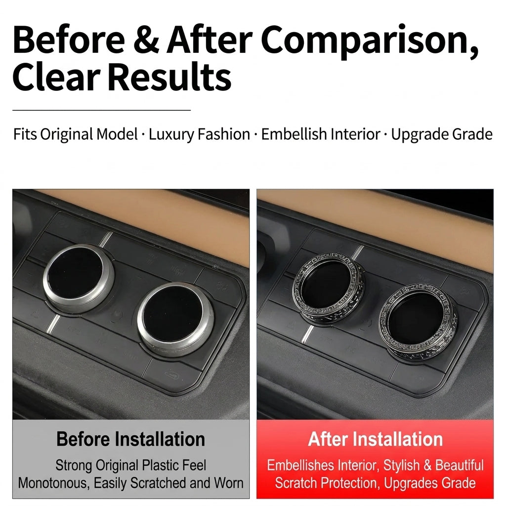 Additional product photo of Defender 90/110/130 Console AC & Volume Dial Knob Accent Rings (2020–2026)