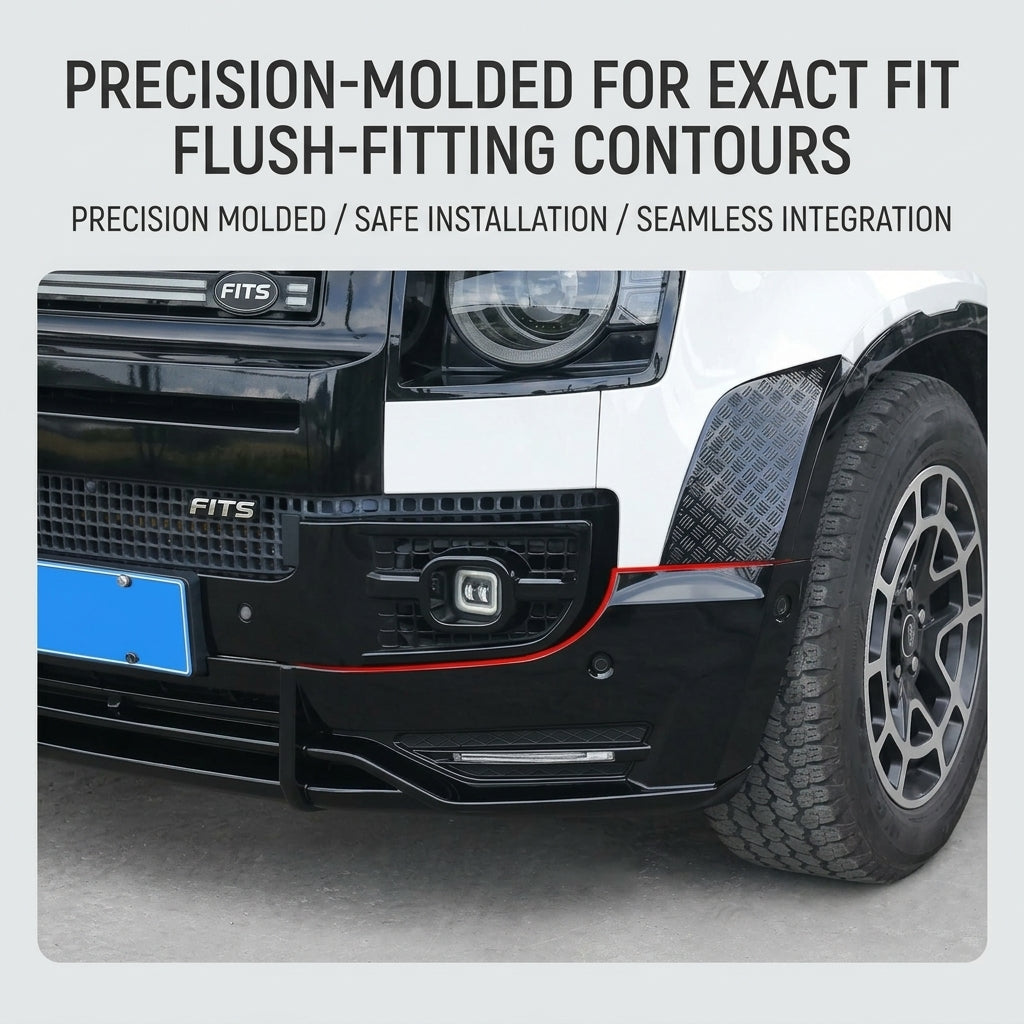 Additional product photo of Defender 90/110/130 LED Front Bumper Lip Spoiler - Gloss Black (2020–2026)