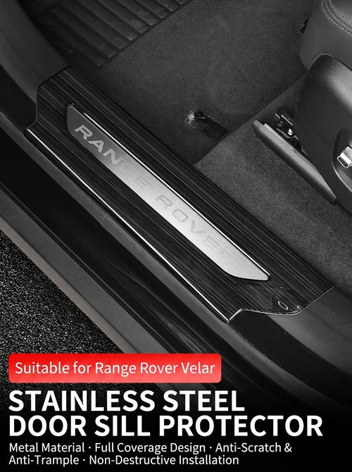 Product photo of 17-26 Range Rover Velar Stainless Steel Door Sill Protector Threshold Trim